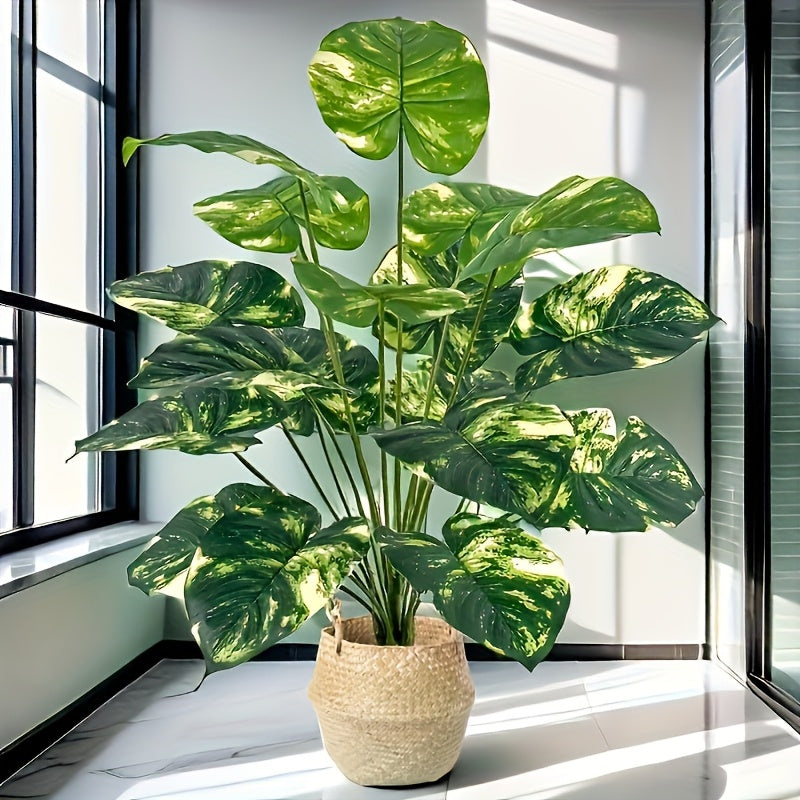 Planta artificial de monstera grande, verde frondoso, plástico duradero, perfecta para decoración de hogar y oficina, ideal para bodas y decoración navideña, versátil para interiores, decoración de oficina | Planta verde frondosa | Planta artificial