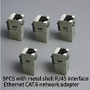 5 piezas de adaptadores de red Ethernet Cat.6 RJ45 con carcasa metálica - Tecnología Powerline, compatible con Alexa, no requiere baterías para conexión a Internet cableada en el hogar/escritorio, conexión de red, acabado metálico elegante, carcasa metál