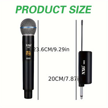 Micrófono inalámbrico NUOXIANGE BbW, micrófono de mano con receptor, para cantar, karaoke, DJ, fiestas, iglesia, bodas, discursos, sistema de micrófono, voltaje de operación ≤36V, doble uso con batería/USB, batería de litio, control de volumen, conector