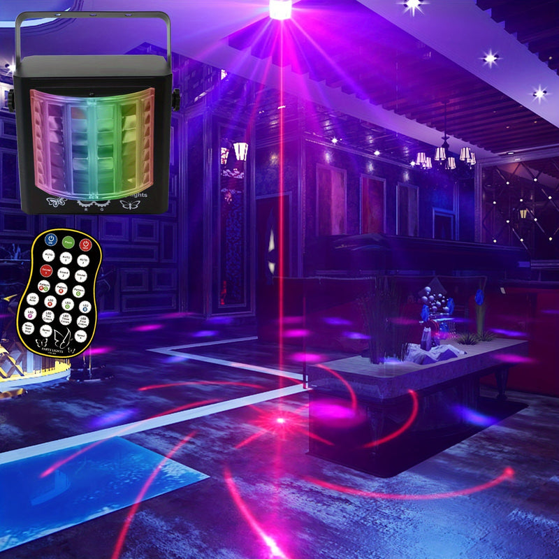 Luces disco LED con control de ritmo por sonido, luces láser para fiestas KTV con carcasa metálica, control remoto, ideales para habitaciones, salas y iluminación DJ interior, perfectas para decorar en días festivos