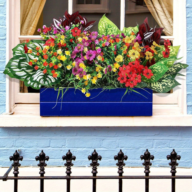 24 piezas de Planta Falsa de Boj con Resistencia al UV para Exteriores, Plantas Colgantes de Plástico Verde para Interior/Exterior, Decoración de Jardín y Ventana en Casa Estilo Granja