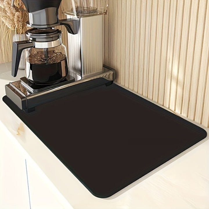 [Oferta Especial] 1pc Alfombrilla de Cocina de Secado Rápido - Multiusos, Absorbente para Secar Platos y Utensilios, Accesorio Moderno para Bar de Café, Protector Antideslizante de Poliéster para Encimera de Baño