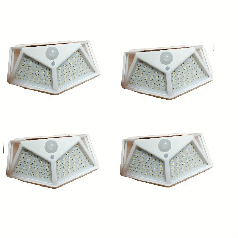 Luces solares para exteriores [100 LED / 3 modos de operación], lámpara de seguridad solar con sensor de movimiento, ideal para jardín, cerca, patio, cochera y terraza