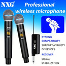NXG Micrófono inalámbrico, sistema de micrófono de karaoke doble, equipado con un receptor recargable, conjunto de micrófono dinámico inalámbrico mini, adecuado para cantar, bodas, DJs, fiestas y discursos.