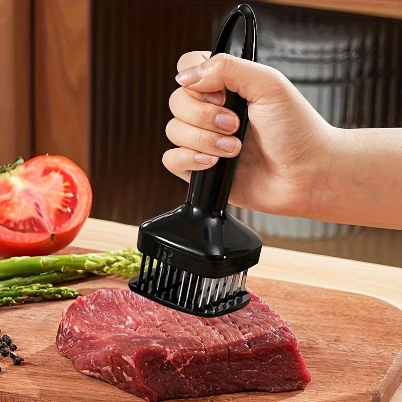 Ablandador de carne de acero inoxidable con 24 cuchillas de aguja - Herramienta de cocina de metal para carne de res, pavo, bistec, cerdo - Martillo ablandador duradero para artículos esenciales de cocina