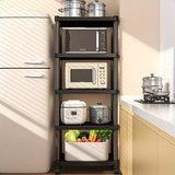 Carrito de almacenamiento de cocina de 4/5 niveles con separadores, diseño plegable para ahorrar espacio para microondas, tostadora y utensilios, organizador de plástico duradero para cocina, baño, garaje - Negro, ancho de 19,29 pulgadas, carrito de alma