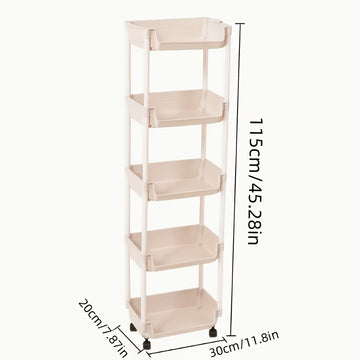 1pc Carrito de almacenamiento rodante de spa de 5 capas, almacenamiento móvil con ruedas, adecuado para sala de estar, dormitorio, dormitorio, sin batería eléctrica
