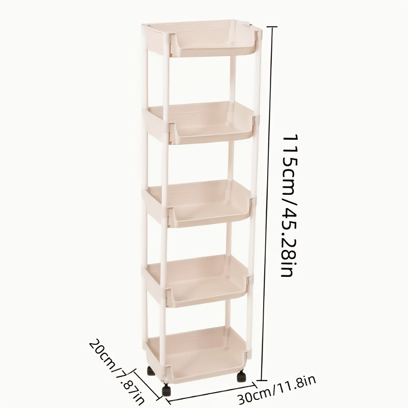 1pc Carrito de almacenamiento rodante de spa de 5 capas, almacenamiento móvil con ruedas, adecuado para sala de estar, dormitorio, dormitorio, sin batería eléctrica