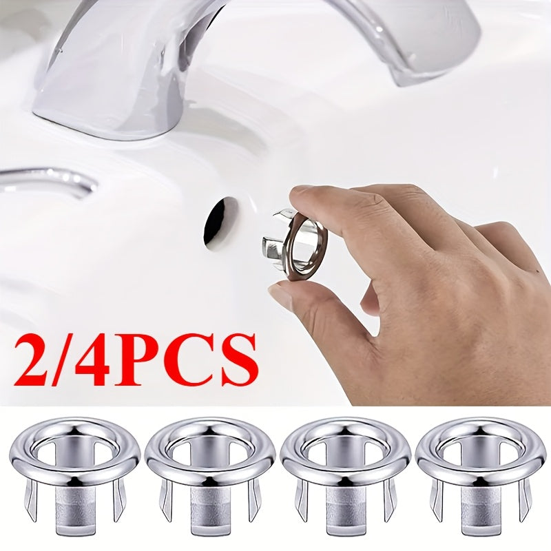 2/4pcs Cubierta de Desbordamiento de Agujero de Fregadero de Plástico para Cocina y Baño, Tapa de Desagüe de Baño, Tapón Redondo de Desbordamiento para Lavabo