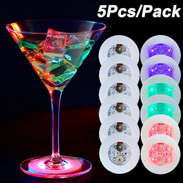 Conjunto de 5 posavasos iluminados para bar, luces LED para Navidad, fiesta de bodas en KTV y decoración de jarrones de copa de cóctel