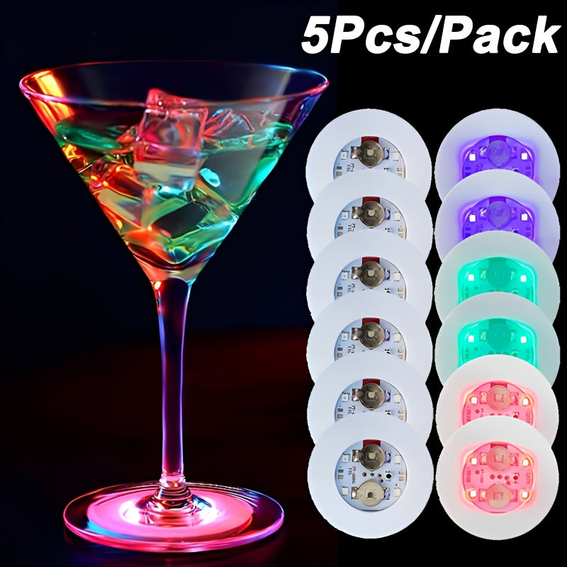 Conjunto de 5 posavasos iluminados para bar, luces LED para Navidad, fiesta de bodas en KTV y decoración de jarrones de copa de cóctel