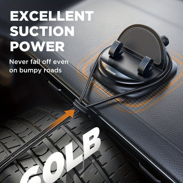 JOYROOM Soporte de teléfono para coche [Diseño de resorte ajustable] Soporte de teléfono para salpicadero 360° rotativo con silicona antideslizante compatible con Iphone, Samsung y otros teléfonos inteligentes.