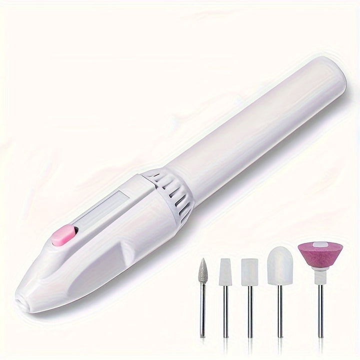 Amoladora de Uñas 5-en-1 con Batería y Cinco Cabezales de Molienda para Manicura y Arte de Uñas DIY