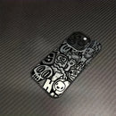 Funda para teléfono resistente a golpes, material de acrílico negro con diseño de patrón divertido en la superficie