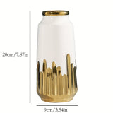 Jarrón de cerámica minimalista moderno con un lujoso baño dorado, perfecto para la decoración del hogar y arreglos florales en la sala de estar.