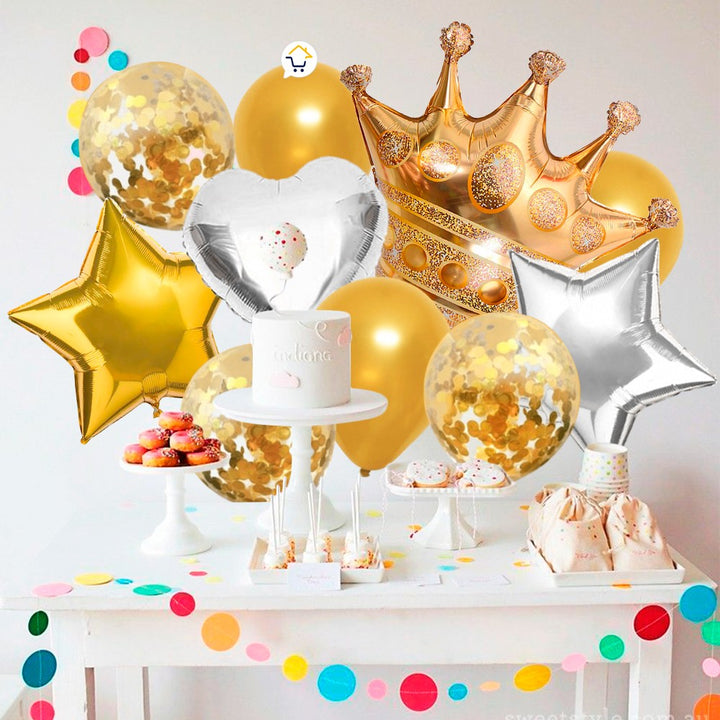 Globos Metalizados Corona Rey Fiesta Temática OE246