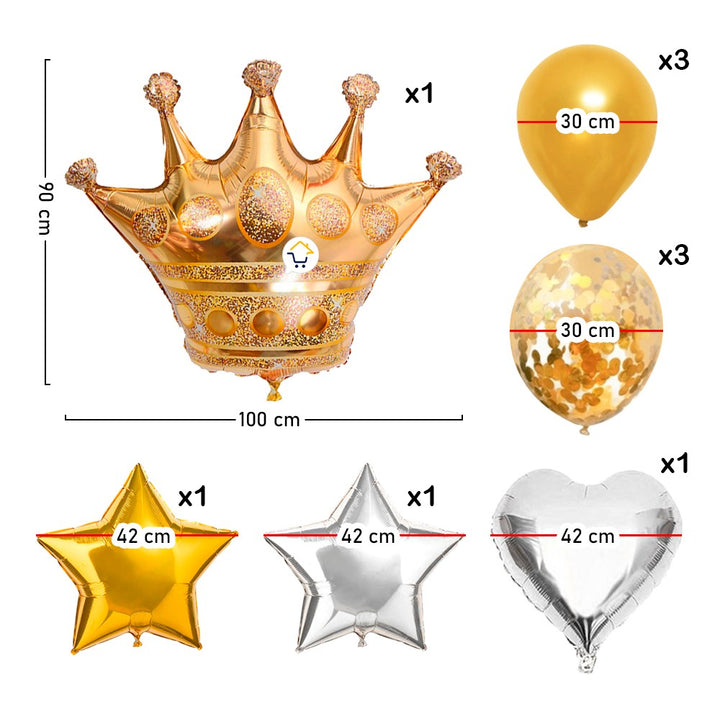 Globos Metalizados Corona Rey Fiesta Temática OE246