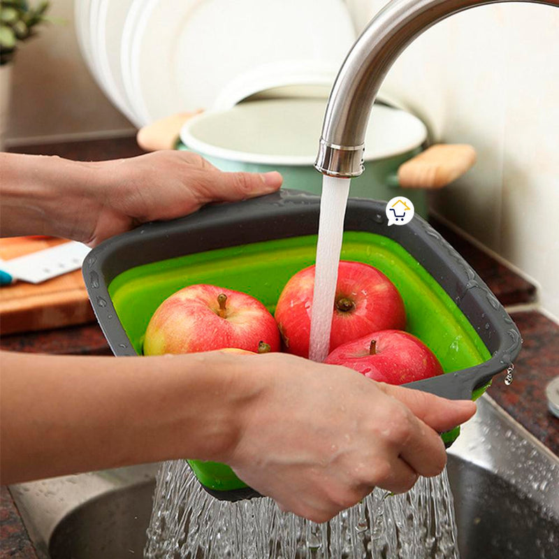 Colador Plegable Pequeño Escurridor Silicona Ahorra Espacio Cocina LD6112