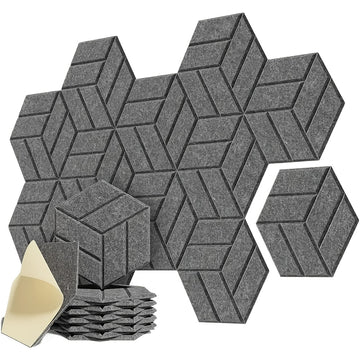 12 piezas de paneles acústicos autoadhesivos LDQ 12"x10"x0,4" - Paneles de espuma de alta densidad con diseño de Y, resistentes al fuego, absorción de ruido y eliminación de eco para hogares, estudios, oficinas (negro/gris oscuro/blanco), paneles de pare