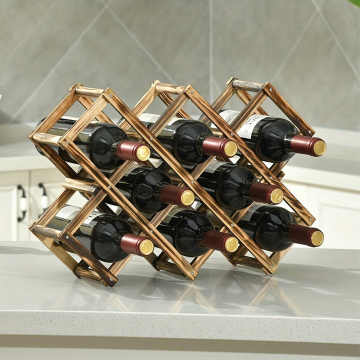 Estante de Vino de Madera Apilable - Diseño Plegable para Cocina y Comedor, Perfecto para Encimeras y Armarios