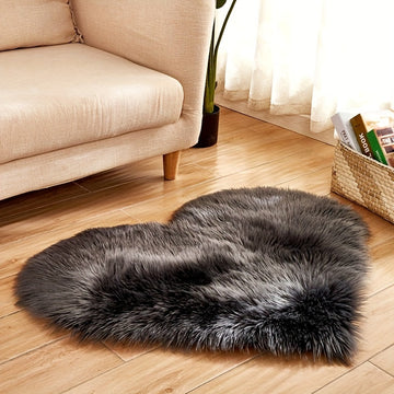 Alfombra de pelo largo en forma de corazón, 1 pieza, felpuda para sala, dormitorio o sofá, tapete mullido, 50x60 cm/19.68x23.62 pulgadas