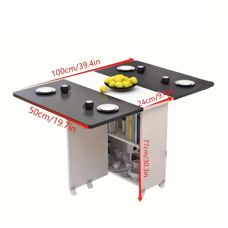 1pc Mesa de Comedor Plegable Cuadrada 100cm x 50cm x 77cm & Escritorio Móvil - Diseño Minimalista Moderno con 6 Ruedas, Mesa Retráctil para Ahorrar Espacio en Cocina, Comedor, Oficina en Casa - Construcción de Madera de Pino Sólido, Muebles de Oficina Du