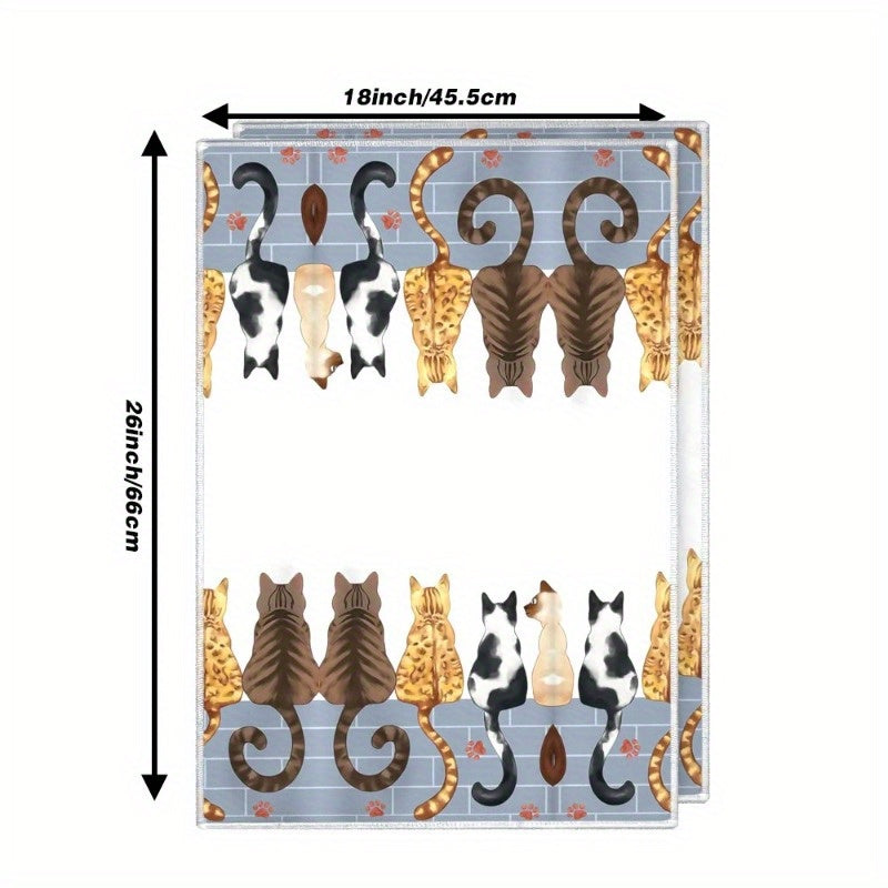2 pañuelos de cocina con diseño de gatos Whisker Wonders, súper suaves de poliéster, lavables a máquina, tema de fantasía felina, ideales para regalo a amantes de los gatos
