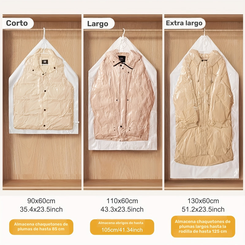 6 bolsas de almacenamiento al vacío para colgar, bolsas selladas al vacío para ahorrar espacio, bolsas de almacenamiento extra gruesas y largas, ideales para guardar ropa en el clóset, trajes, vestidos, con gancho