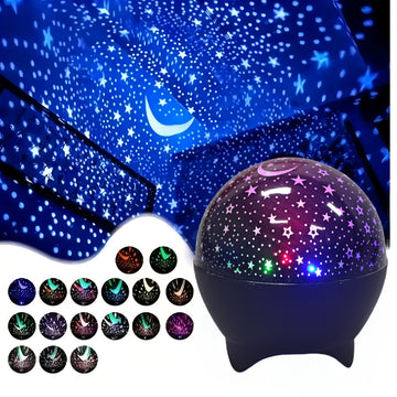 Luz ambiental creativa de proyección de cielo estrellado, decoración de fondo de luz nocturna con efecto de estrellas y luna, alimentada por USB, dinámica cósmica, negra, luz ambiental para salas de baile, adecuada para habitaciones, dormitorios, salas d