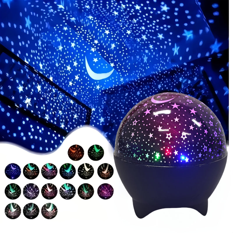 Luz ambiental creativa de proyección de cielo estrellado, decoración de fondo de luz nocturna con efecto de estrellas y luna, alimentada por USB, dinámica cósmica, negra, luz ambiental para salas de baile, adecuada para habitaciones, dormitorios, salas d