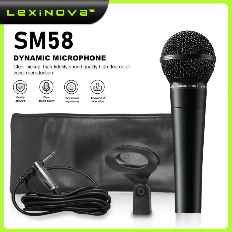 Micrófono Profesional de Alta Resistencia con Malla Metálica - Ideal para Actuaciones en Vivo, Grabación en Estudio, Podcasts y Streaming - Compatible con Karaoke, Mezcladores e Interfaces de Audio - Sin Necesidad de Batería/Energía, Conector 6.35mm, Dis