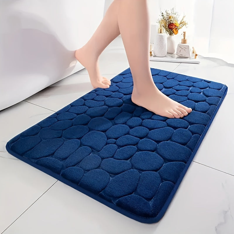 Alfombrilla antideslizante para baño con textura de guijarros, gamuza coral, base de PVC, esponja gruesa que absorbe rápidamente la humedad, seis colores disponibles, adecuada para baño y dormitorio
