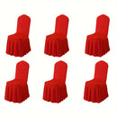 6/12pcs Funda para Silla con Falda, Cubierta Elástica Larga de Spandex para Silla de Comedor, Funda Protectora, Cubierta Elástica para Silla de Comedor de Boda, Desmontable y Lavable, Adecuada para Hoteles, Bodas, Banquetes y Decoración del Hogar