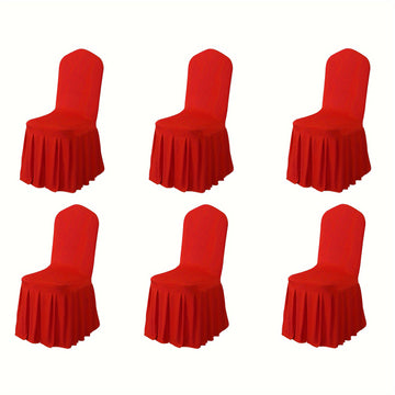 6/12pcs Funda para Silla con Falda, Cubierta Elástica Larga de Spandex para Silla de Comedor, Funda Protectora, Cubierta Elástica para Silla de Comedor de Boda, Desmontable y Lavable, Adecuada para Hoteles, Bodas, Banquetes y Decoración del Hogar