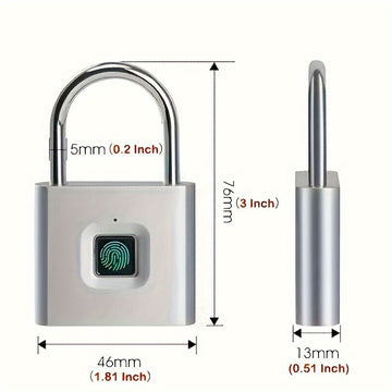 Candado inteligente portátil con huella digital, carga USB, resistente al óxido, solución antirrobo sin llave para equipaje y maletas