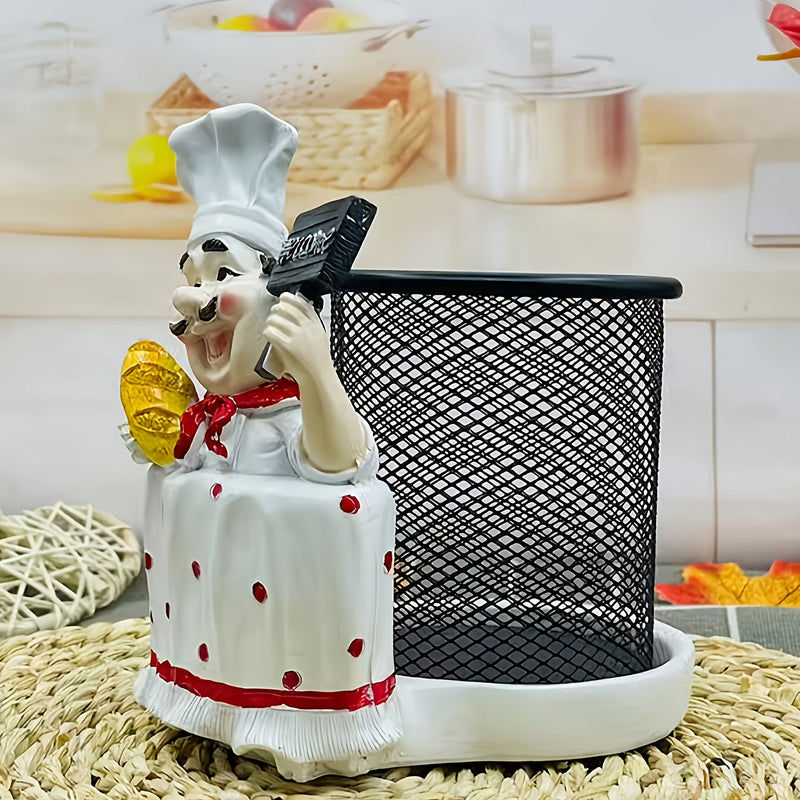 Soporte para Toalla de Acero Inoxidable con Diseño de Chef de Dibujos Animados (1 pieza) - Decoración de Cocina en Metal Pulido con Letrero de Bienvenida, Sombrero y Bigote de Lunares Rojos para Hogar, Restaurantes, Cafeterías
