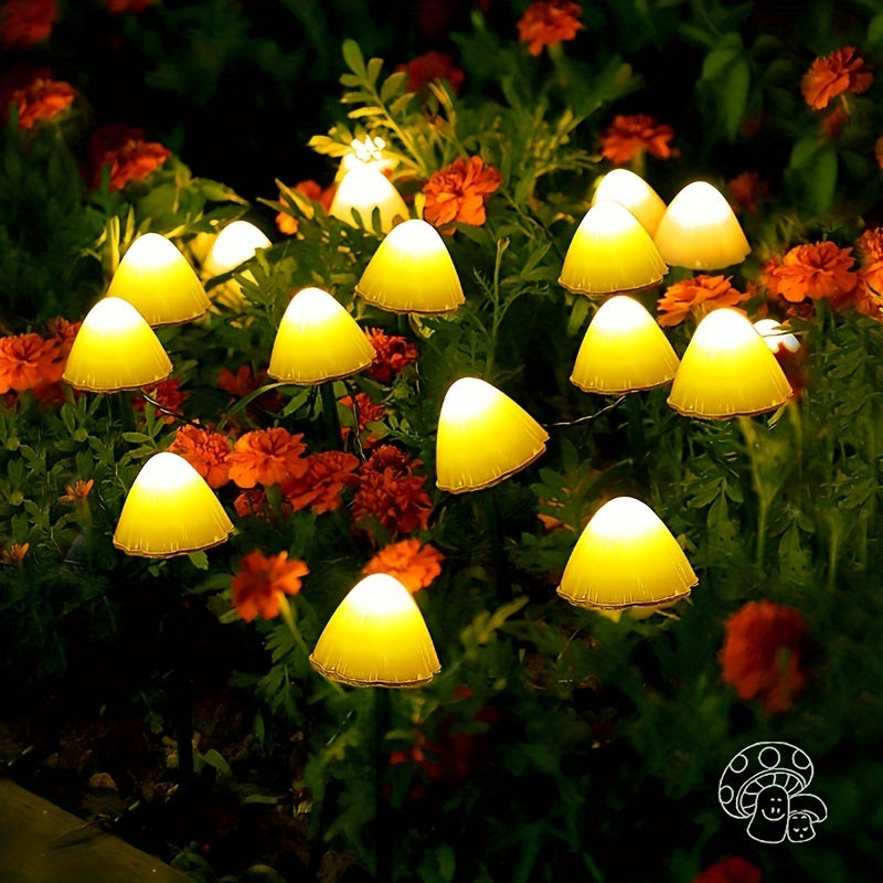 Juego de luces de hongos solares para decoración exterior, ideal para jardines, céspedes e iluminación de paisajes