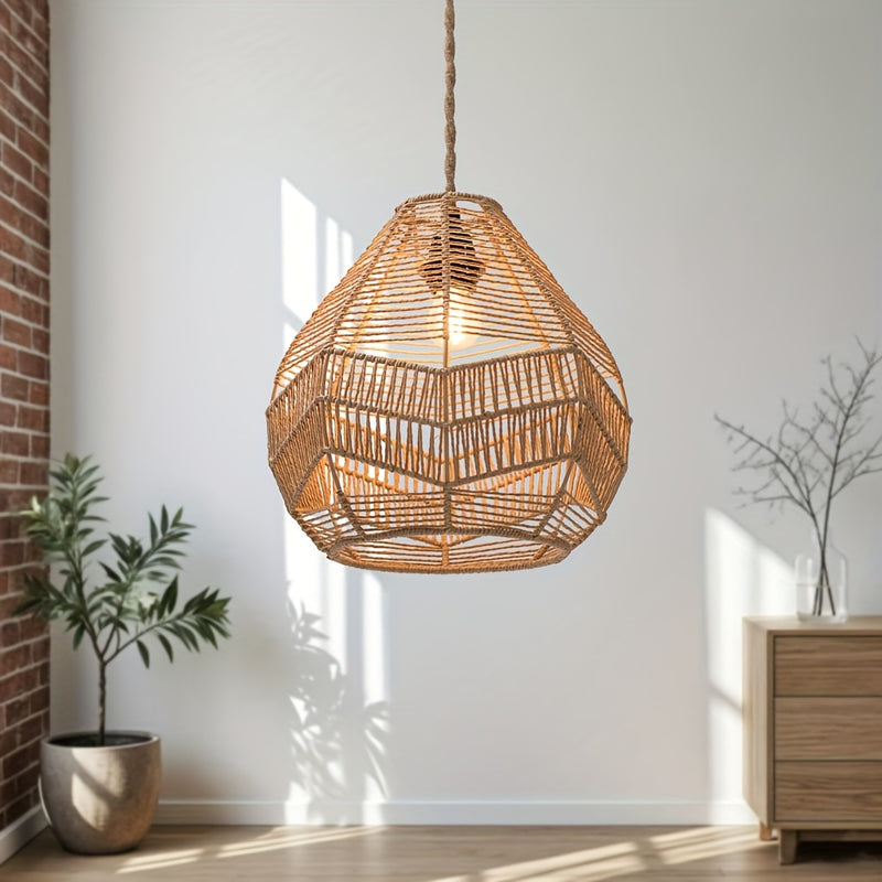 Lámparas de techo modernas para interiores con sombreros de cuerda de papel tejido a mano - Decoración de hogar sin bombilla incluida, decoración creativa para sala de estar o oficina, iluminación de sala de estar | Iluminación artesanal | Sombreros deco