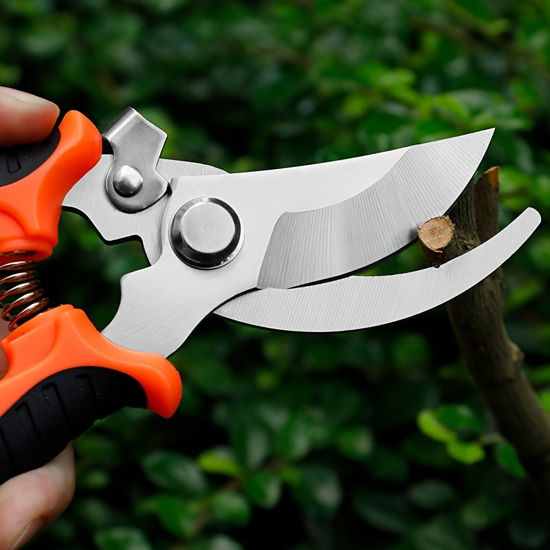 Tijeras de podar de acero inoxidable modernas - Tijeras de jardinería multifuncionales con agarre antideslizante, cortadores de ramas de cuidado del césped duraderos, operación manual