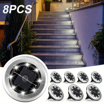 Pack de 8 Luces LED Solares para Exteriores, Ideales para Patio/Jardín/Senderos con Función Automática de Sensor de Brillo