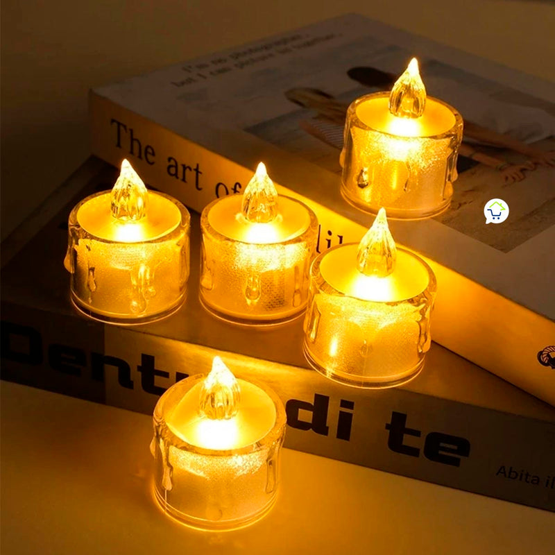 Velas Led X24 Efecto Cristal Decoración Hogar 🕯️ SLT20501