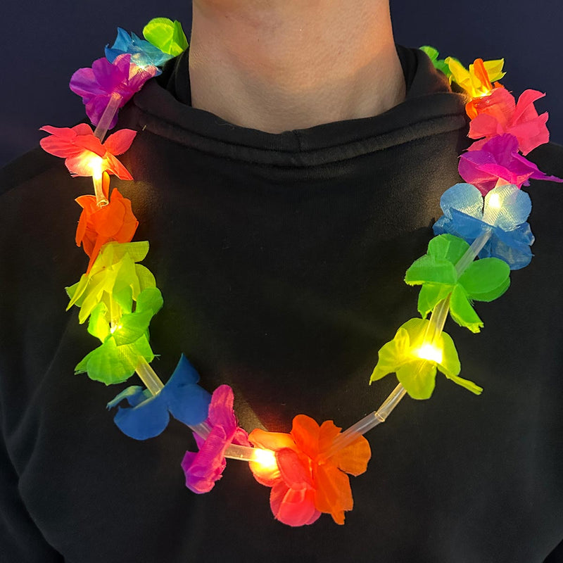 Collar Feria de Flores x12 Hawaiano con Luces LED CHWX12