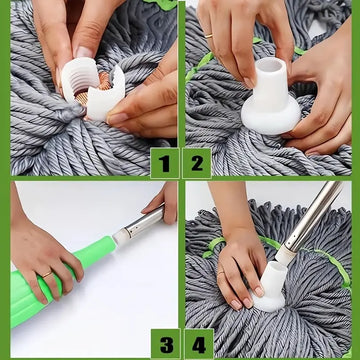 2 en 1 Mopa Giratoria - Secado Rápido y Sin Manos, Cubo de Doble Uso con Diseño Ahorrador de Espacio para Baño, Cocina, Sala o Dormitorio - Ideal para Suelos de Madera, Azulejos y Alfombras