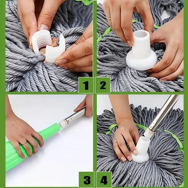 2 en 1 Mopa Giratoria - Secado Rápido y Sin Manos, Cubo de Doble Uso con Diseño Ahorrador de Espacio para Baño, Cocina, Sala o Dormitorio - Ideal para Suelos de Madera, Azulejos y Alfombras