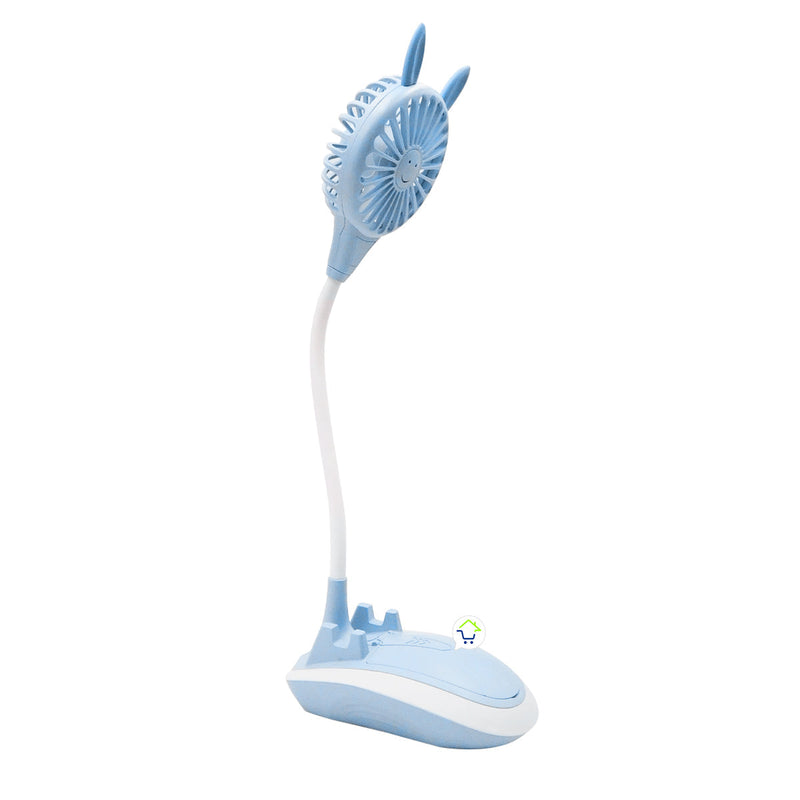 Ventilador De Escritorio Recargable Luz LED Soporte Base Celular Espejo TJ16A