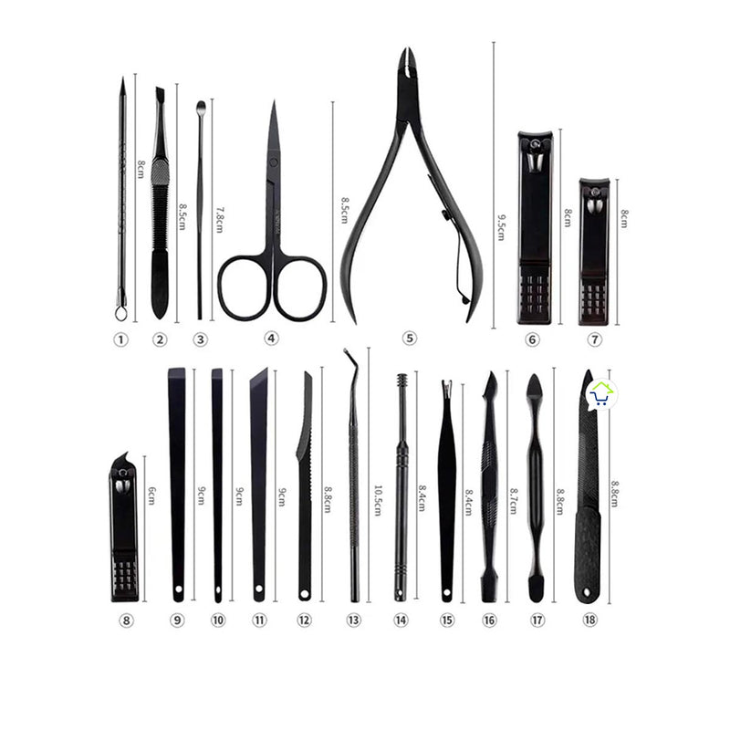 Set Manicure Pedicura 18 Piezas Cortaúñas Estuche Portátil JD018