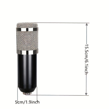 Kit de micrófono Black Iron Studio, BM-800 Podcast Mic, con tarjeta de sonido V8, batería de litio recargable por USB, control de volumen, conector de 3,5 mm, para portátil, Vlog, transmisión en vivo, videoconferencia, karaoke, canto