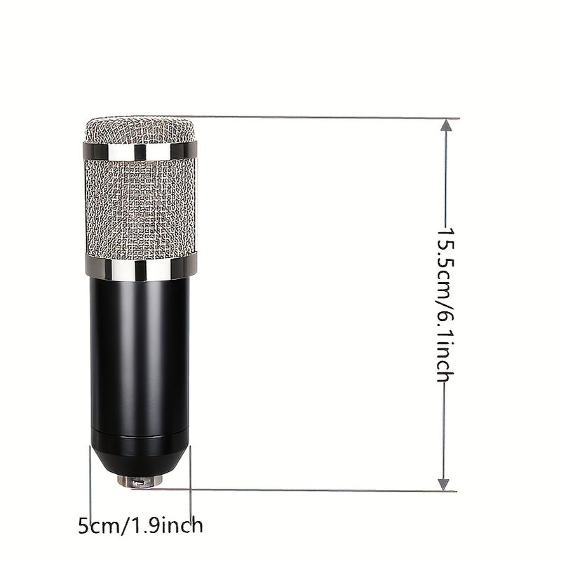 Kit de micrófono Black Iron Studio, BM-800 Podcast Mic, con tarjeta de sonido V8, batería de litio recargable por USB, control de volumen, conector de 3,5 mm, para portátil, Vlog, transmisión en vivo, videoconferencia, karaoke, canto