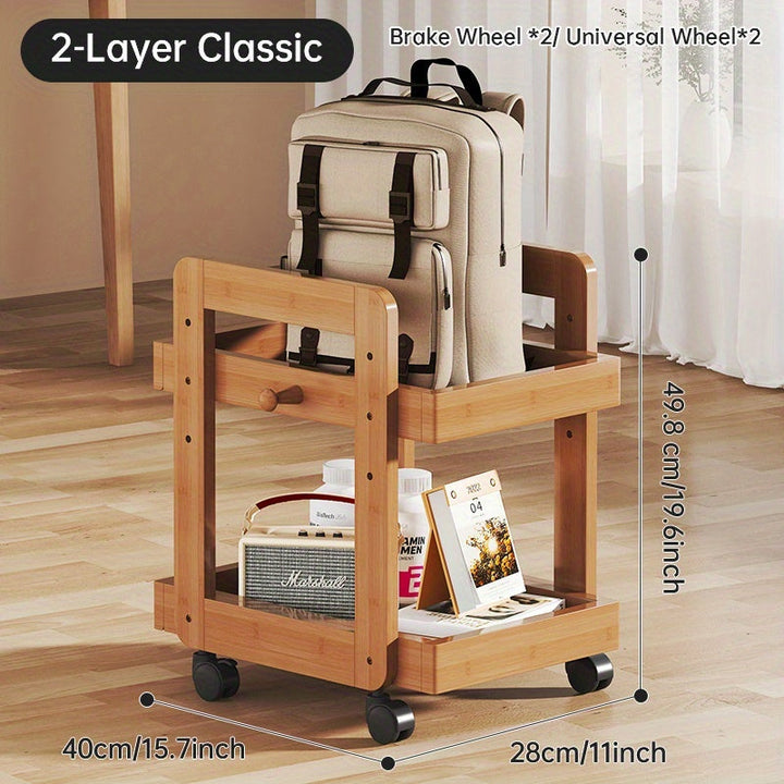 Estantería Móvil con Ruedas, Capa de Almacenamiento y Partición Anticaída