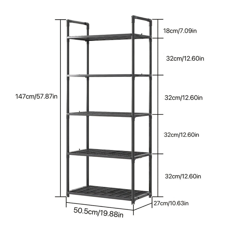 Estante de almacenamiento multiusos, organizador independiente de metal y plástico duradero, para cocina, baño y sala de estar, con microondas, libros y pequeños electrodomésticos.